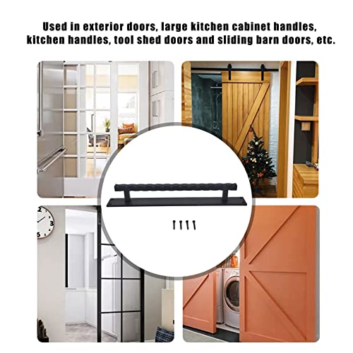 Garage Door Handle, Barn Door Handle Carbon Steel Heavy Duty Garage Pull Handle Adopts Wavy Design With 4 Screws For Gate, Door Knobs #TOP7
