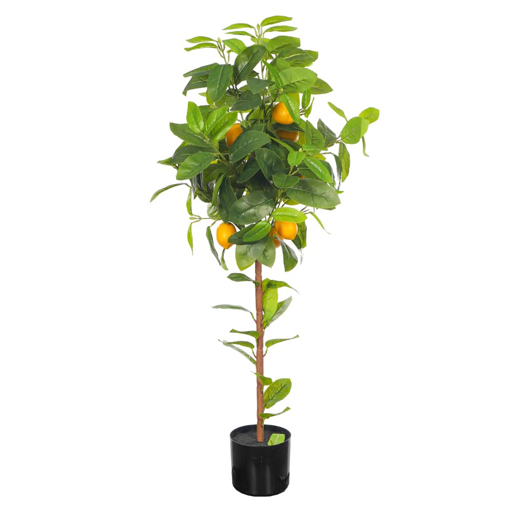 YATAI Decor Artificial Lemon Tree, Citrus Faux Fruit Plant, Lush Greenery, Artificial Plants with Pots, Eco-Friendly & Maintenance Free Fake Plants Decorative Fake Plant for Home Office Decor (110 Cm)