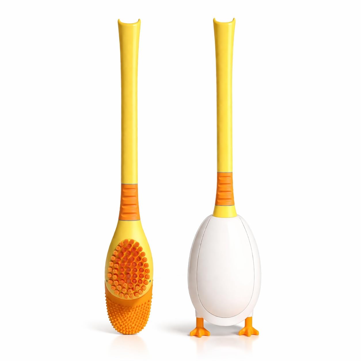 Silicone Duck Shape Soft Bathroom Brush with Holder Wall Mounted Toilet Cleaning Brush Long Handle with Storage Case for Bathroom and Toilet Use-image-16