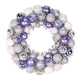GOVIRAYE Purple Silver White Ball Wreath 16 Inch...