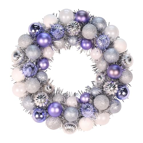 GOVIRAYE Purple Silver White Ball Wreath 16 Inch...