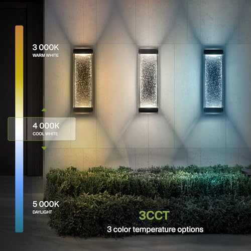 ASD 18" LED Outdoor Wall Sconce 2-Pack | Up-Down, Seeded Glass | Black by ASD - Used condition - Image 4