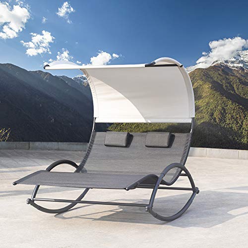 Crestlive Products Outdoor Double Chaise Lounge Chair Swing Rocking Portable Hammock Bed Loveseat