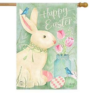 Easter Bunny and Tulips Primitive House Flag 40" x 28" Briarwood Lane Easter Bunny and Tulips Primitive House Flag 40 x 28 Briarwood Lane