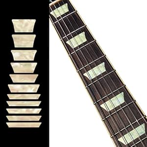 Inlaystickers Fretboard markers, inlegstickers, stickers voor gitaar en bas – Dish Trapezoids Les Paul – Aged White Pearl