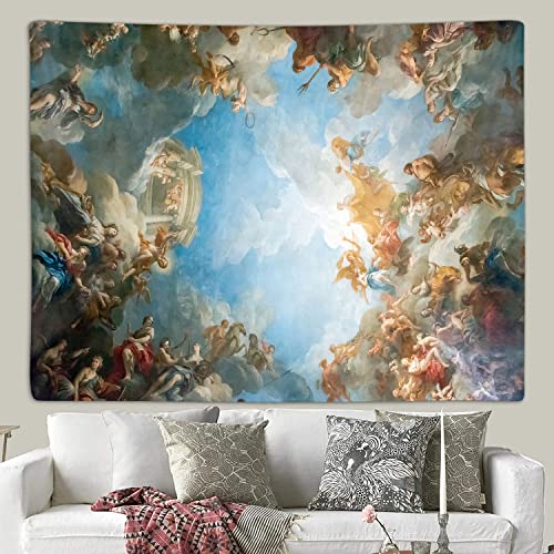 Retro Renaissance Tapestry, Vintage Greek Mythology Painting Art Ceiling Tapestries Wall Hanging For Bedroom College Dorm Living Room Office Decor 60X40", Unique Baroque Angel Poster Blanket #TOP2