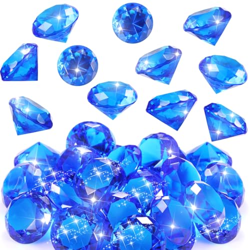 Zomiboo 16 Pcs Large Acrylic Gems, Blue, 1.57 x 1.06 Inches