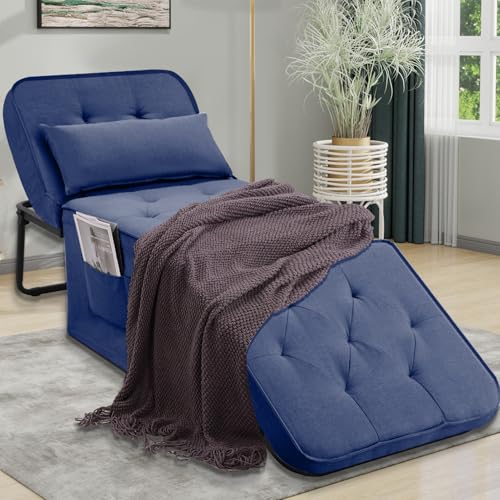 Sofa Bed,4 in 1 Sleeper Sofa Multi-Function Folding Ottoman Breathable Linen Couch Bed with Adjustable Backrest Modern Convertible Chair Sofa Sleeper with Pull Out Bed for Living Room Apartment Office