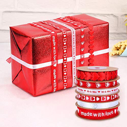 Honbay Herzband – 45,7 M Rotes Polyesterband Für Valentinstag, Hochzeit & Basteln, 10 Mm Breit