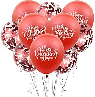 Vicor Valentines Decoration,10pcs red balloons,5pcs latex and 5pcs confetti balloons for Valentines Day,Anniversary,Wedding Party