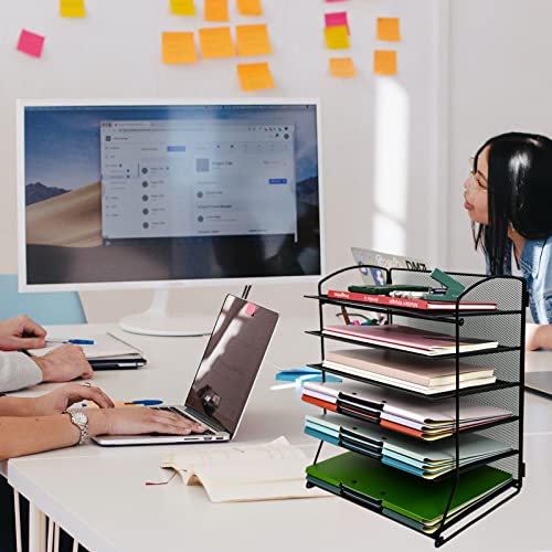 Gdindinfan 6 Tier Paper Letter Tray Organizer Mesh Desktop File Organizer, Paper Sorter Letter Shelf Rack For Office Or Home, Black #TOP5