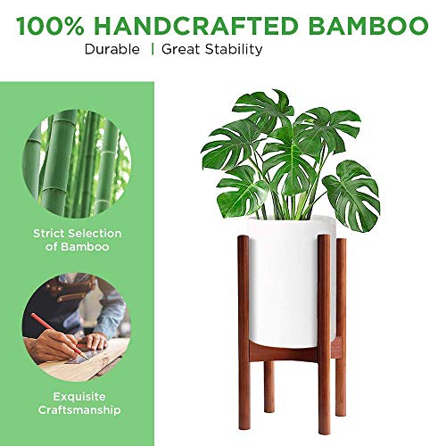 2 Pack Indoor Plant Stands, 2 Tier Tall Plant Stand 30 Inches, Mid Century Bamboo Plant Stand, Adjustable Width 8 - 12 Inches, Fits Pot Size Of 8 9 10 11 12 Inches, Pot & Plant Not Included, Brown #TOP3