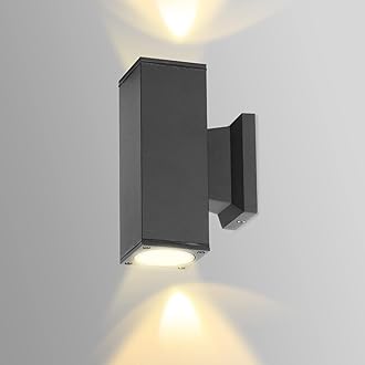 Aigostar Outdoor Wall Lights Mains Powered, IP65 Up Down Outside Lights Exterior Wall Sconce, Aluminum Indoor Wall Lights Max 35W GU10 Wall Light for Front Door, Garage, Porch, Garden, Balcony, Patio [Energy Class E]