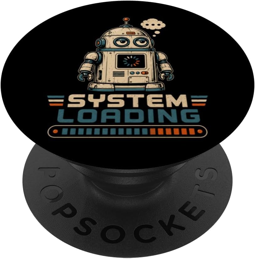 System Loading Retro Robot Funny Tech Humor PopSockets Adhesive PopGrip