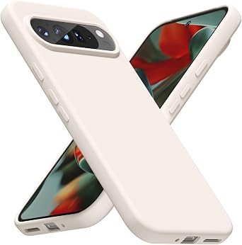 LoeoeL for Google Pixel 9 Pro XL Phone Case Silicone, Minimalist Ultra Thin Slim Soft Rubber Gel Solid Color Matte TPU Cute Case for Women Men, Girly Aesthetic Design & Camera Cover, Beige Stone Cream