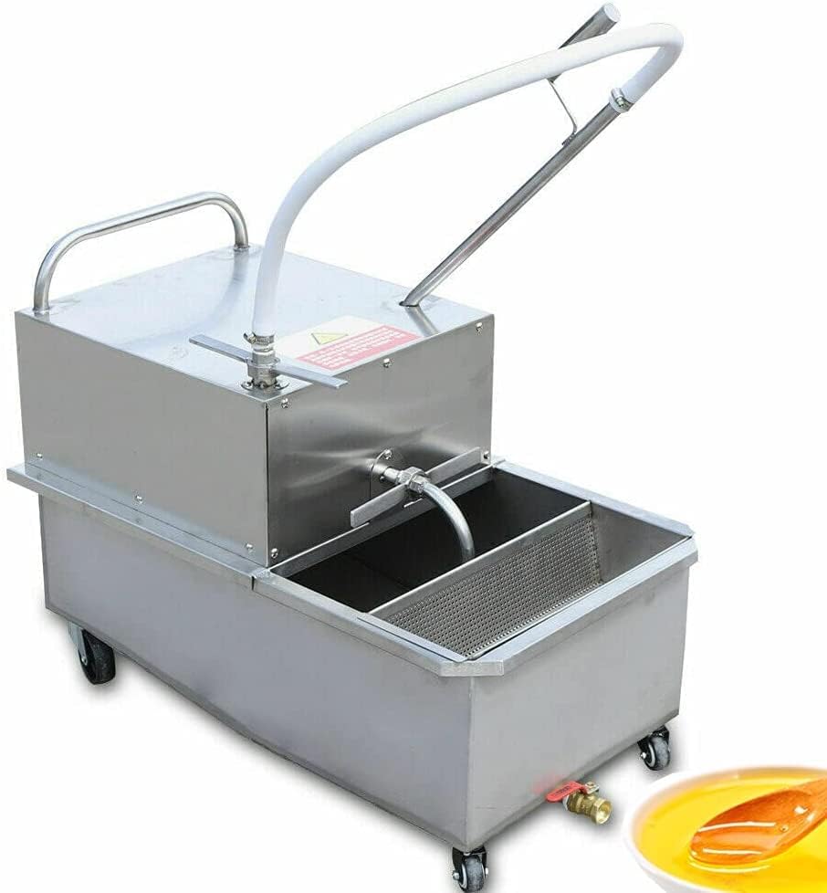 Fetcoi Máquina de filtración de aceite móvil comercial de 55 L, máquina de filtro de aceite de freidora 550 W, sistema de filtración de aceite