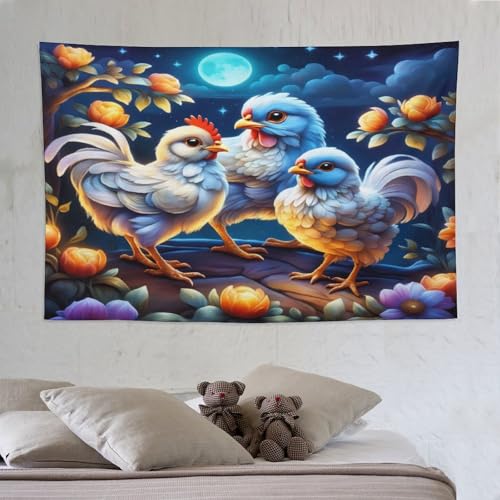 Tenture poulet mignon pour une décoration tendre en tissu doux de 150x230cm