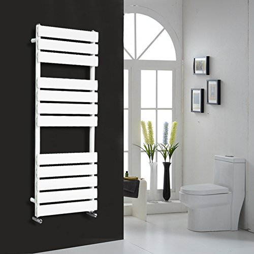 NRG Contemporary Flat Panel Bathroom Heated Towel Rail Radiator Rad Warmer for Living Room and Kitchen - 1200 x 450 Gloss White