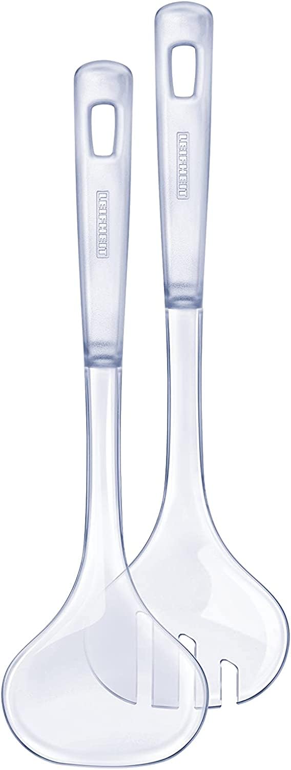 Leifheit Transparent Salad Servers, Serving Salad, Salad Spoons, Salad Cutlery, Crystal Clear Servers, Elegant Servers, With Hooks To Stop Sliding Into Salad Bowl