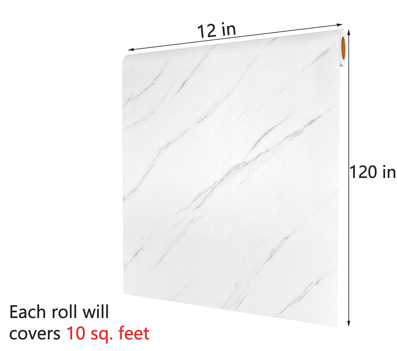 Decotalk Matte White Marble Wallpaper Peel and Stick Countertops 12 x