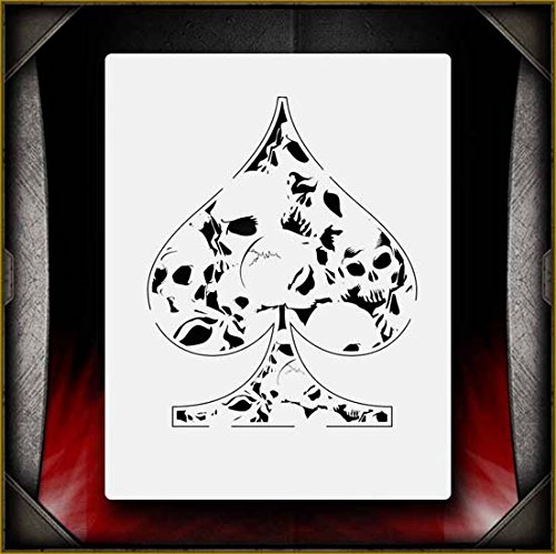 Skull Spade 1 AirSick Airbrush Stencil Template