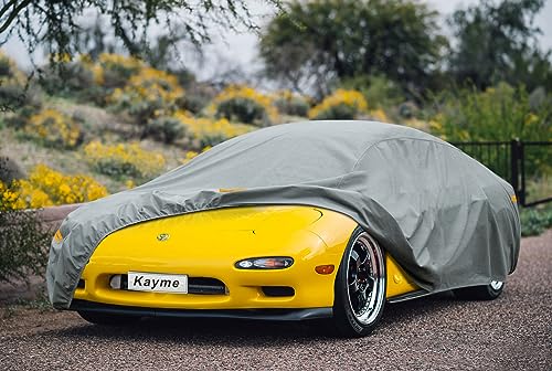 Image of Kayme Heavy Duty Car Cover Custom Fit Mazda RX-7 RX7 RX-8 RX8 (1979-2012) Waterproof All Weather for Automobiles, Full Exterior Covers Sun Rain UV Protection.