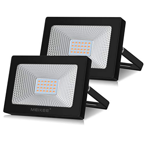 Led Floodlights 20W, 2 Pack MEIKEE Outdoor LED Flood Light, IP66 Waterproof Super Bright led Spot Lights Warm White Light for Garden, Yard, Garages, Warehouse, Patio, Billboard