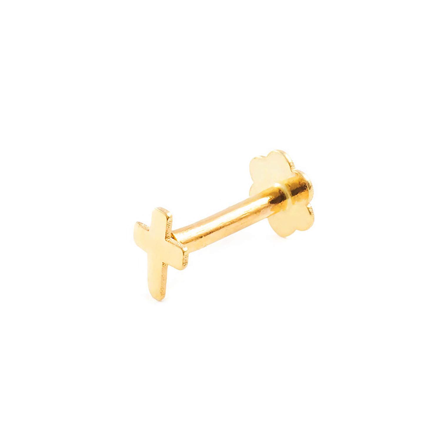 Monde PetitPiercing Oro cartilago cruz 4 mm (9kts) - Estuche Regalo - Certificado de Garantía - Mondepetit