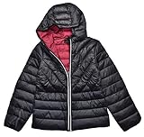 Leicht wattiert Pocopiano Mädchen Steppjacke Leichtsteppjacke Schwarz mit Kapuze (134)