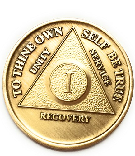 1 year bronze aa alcoholics anonymous birthday - anniversary recovery medallioncoinchip model