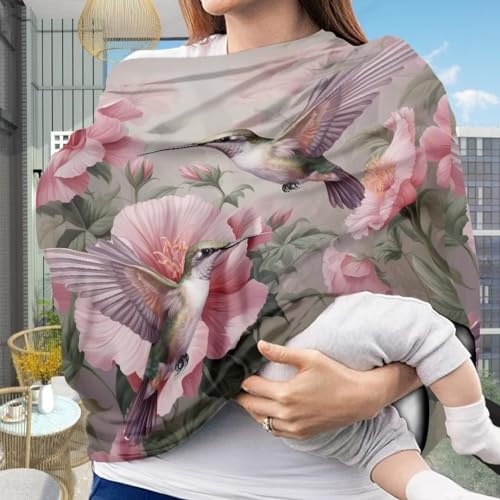 Image of Coldinair Hummingbird Multifunctional Nursing Cover Multi Use Cover for Baby Floral Car Seat Canopy Shopping Cart Cover,Stroller Cover