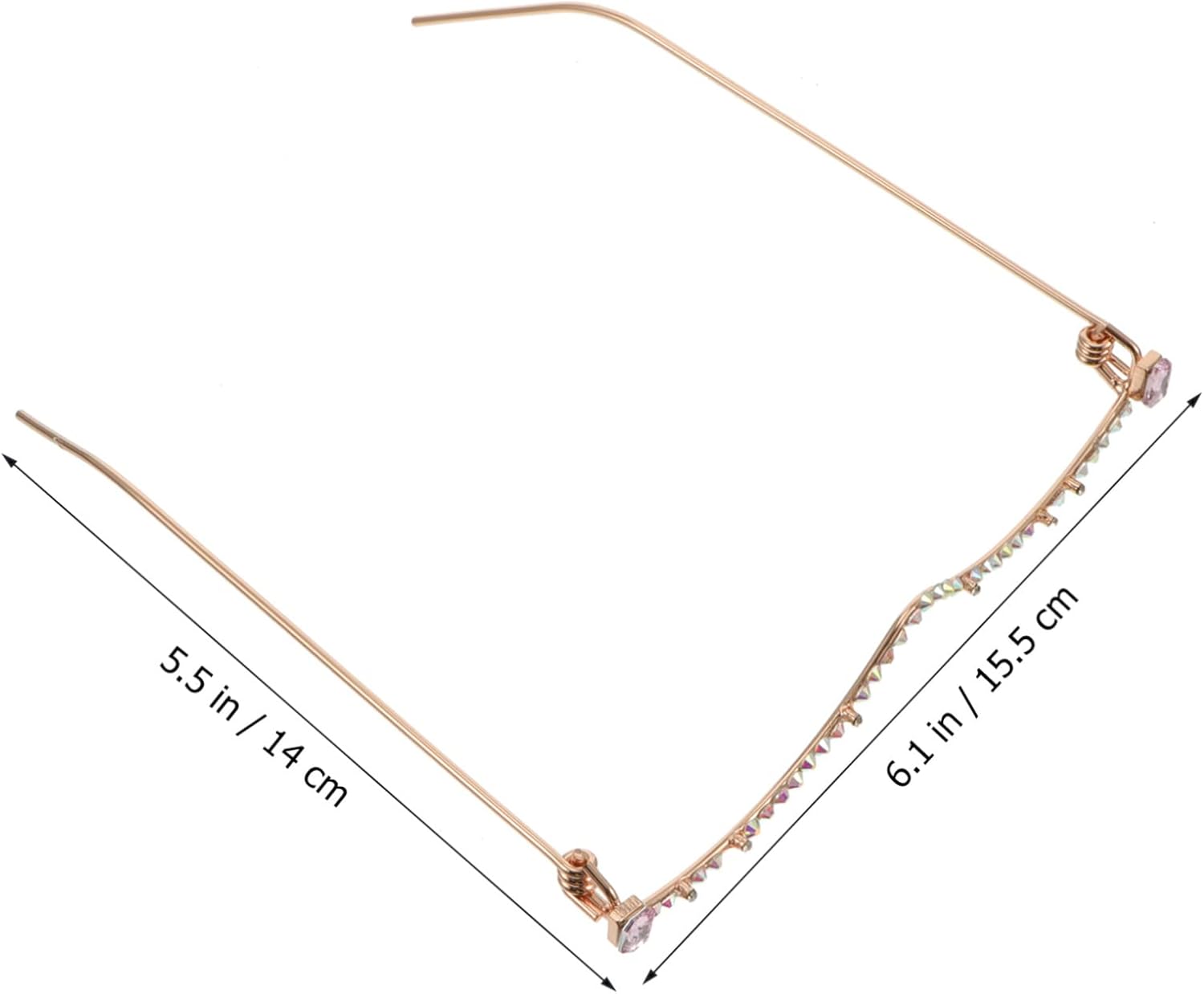 Unique Half Frame Eyeglasses Without Lens for Women Crystal Decorative Gold Glasses Stylish No Lens Eyewear for Party Cosplay Stage Performance and Lightweight Design