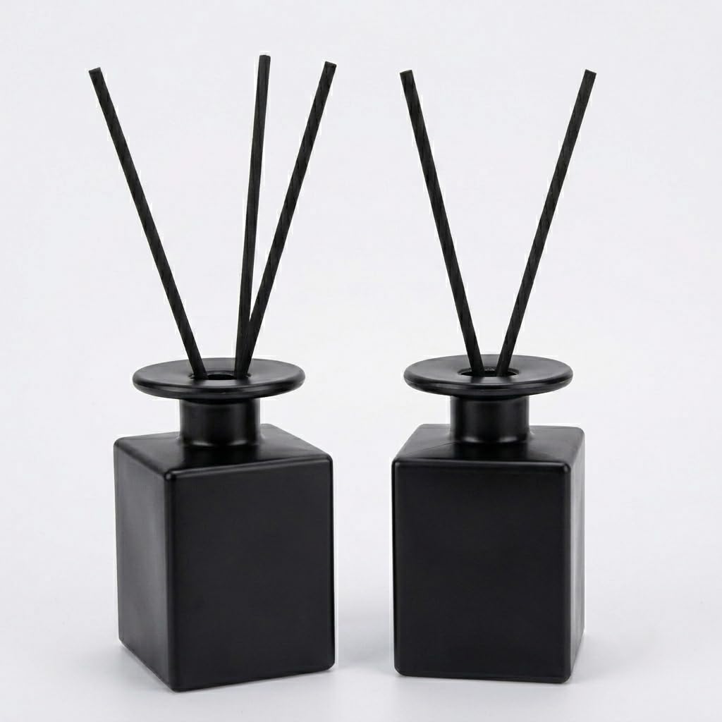 2 Pack 150ml Glass Reed Diffuser Container with Black Sticks