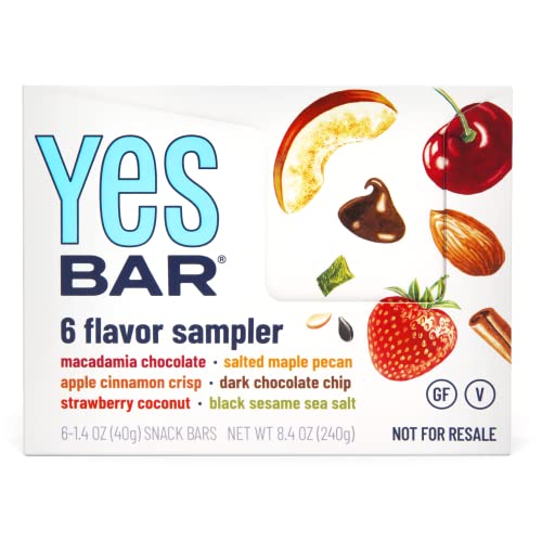 Image of The YES Bar - Six Flavor Variety Pack - Plant Based Protein, Decadent Snack Bar - Vegan, Paleo, Gluten Free, Dairy Free, Low Sugar, Healthy Snack, Breakfast, Low Carb, Keto Friendly (Pack of 12)