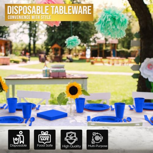 Image of Exquisite 350 Pcs Dark Blue Plates and Napkins Party Supplies Plate Sets