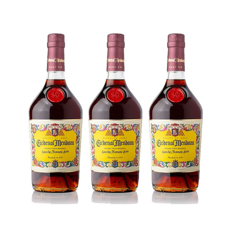 Brandy Cardenal Mendoza de 70 cl - D.O. Brandy de Jerez - Bodegas Sanchez Romate (Pack de 3 botellas)