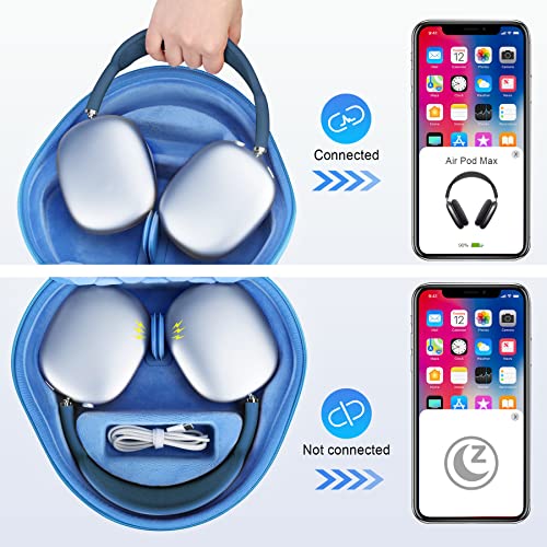 Funda dura para Apple AirPods Max evita golpes estuche portátil con bolsillo azul 2