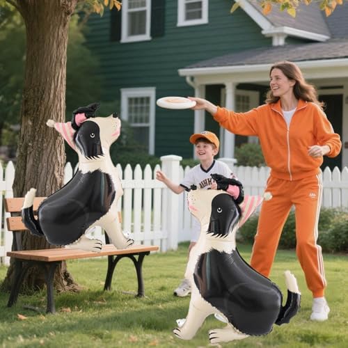 Gleemix Border Collie Luftballon, XXL Hunde Folienballon, 3D Tiere Geburtstag Deko, Hunde Deko Kindergeburtstag für Jungen, Mädchen, Hund Geburtstag, Babyparty