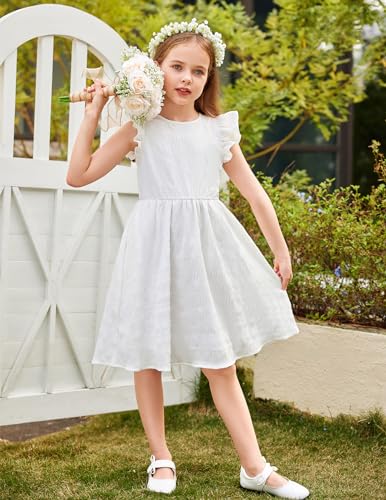 Arshiner Girls Dress Casual Ruffle Sleeveless A Line Summer Dresses with Pockets 4-12 Years3