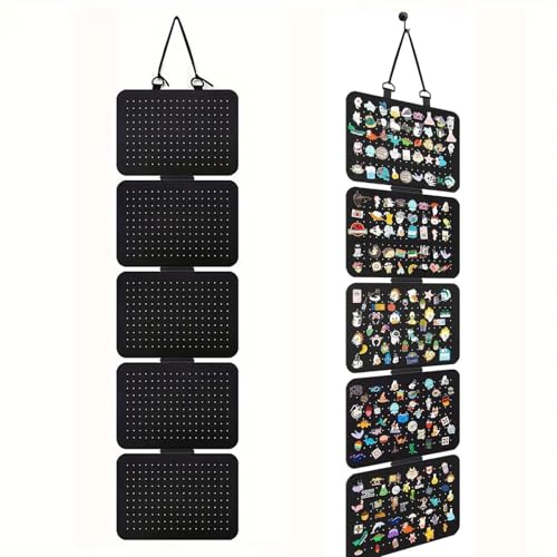 JIAYUYUARPY Hanging Enamel Lapel Pin Display Panels Organizer With 5 Loose-leaf Board Pieces, Removable Hanging Brooch Pin Storage Display Pages (Black) by JIAYUYUARPY - Used condition - CA$11.89