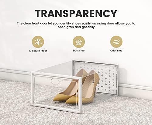 Pinkpum Shoe Storage Boxes, Shoe Organizer For Closet Clear, Shoe Boxes Clear Plastic Stackable, Folable Storage Bins With Lids,12 Pack #TOP3
