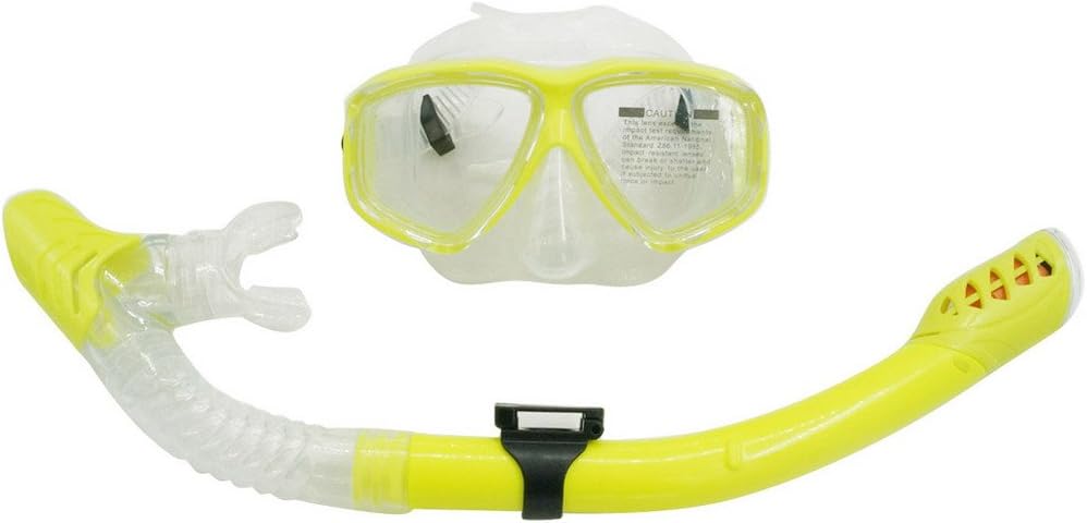 LANGCA Scuba Snorkeling Dive Mask and Dry Snorkel Snorkel Set - Yellow
