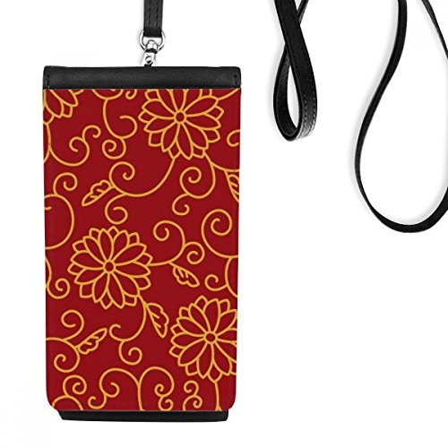 Cadeau smartphone bourse en cuir fleurs style japonais pour femme
