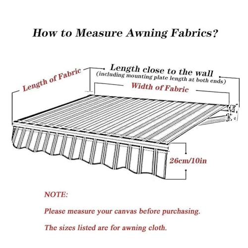 Retractable Patio Awning Replacement Cover - Sun Shade Shelter for Decks, Balconies, & Cafés - 10ft, 12ft, 13ft, 16ft, 20ft - Black (20x10ft/600x300cm) - Image 6