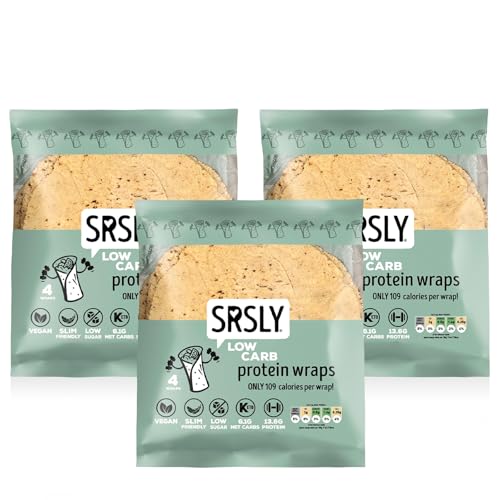 SRSLY Low Carb Protein Wraps 9 - Pack of 3 Flexible & Delicious Low Carb Tortilla - Keto-Friendly High Fibre - Freshly Made Foldable & Toastable - Wraps for Breakfast Lunch & Dinner