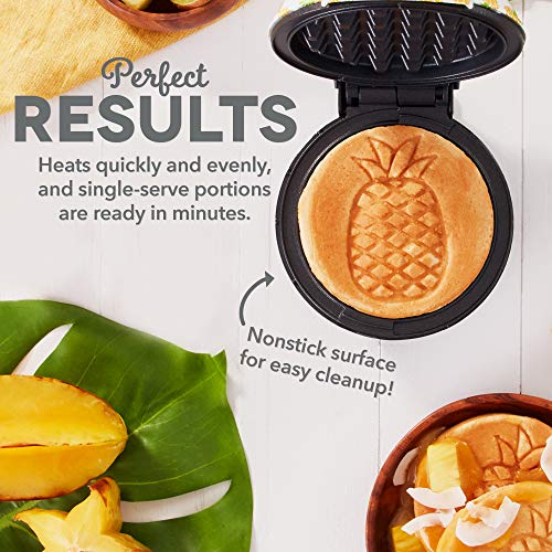 Image of Dash Mini Waffle Maker- Electric Waffle Maker for Fun Breakfasts - Dual Nonstick Cooking Surface - Enjoy Fun, Family-Friendly Treats - White Pineapple