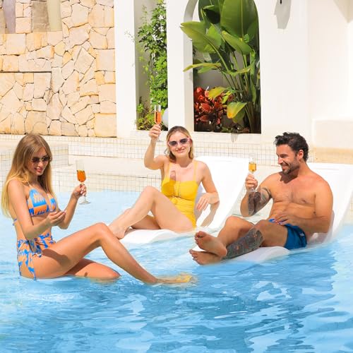 in Pool Lounge Chairs,Pool Lounger for Sun Shelf,Waterproof Patio Furniture with Weather-Resistant Design,Beach & Shallow Water Relaxation,1PC