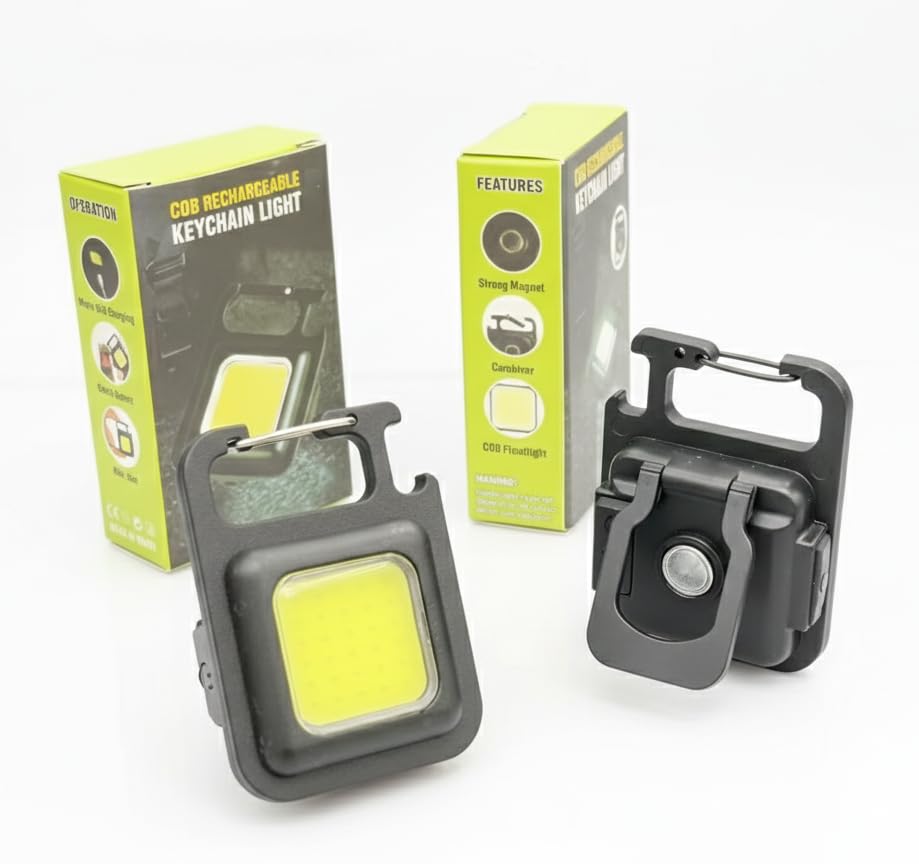 COB Rechargeable Keychain Light, Mini LED Torch with Strong Magnet, Carabiner Clip, Bottle Opener, Micro USB Charging-image-20