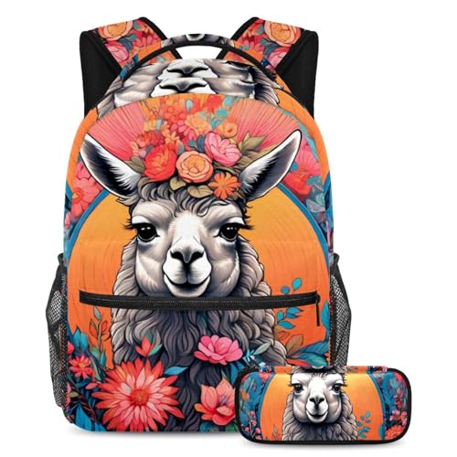 Cartables pour enfants alpaga lot de 2 sac à dos daypack étudiant multicolore
