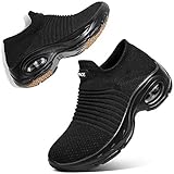  Sixspace Damen Sneaker Turnschuhe Atmungsaktiv Laufschuhe Leichtgewichts Walkingschuhe Sportschuhe Freizeitschuhe Straßenlaufschuhe Trainer für Outdoor Fitness Gym(Schwarz,39 EU)